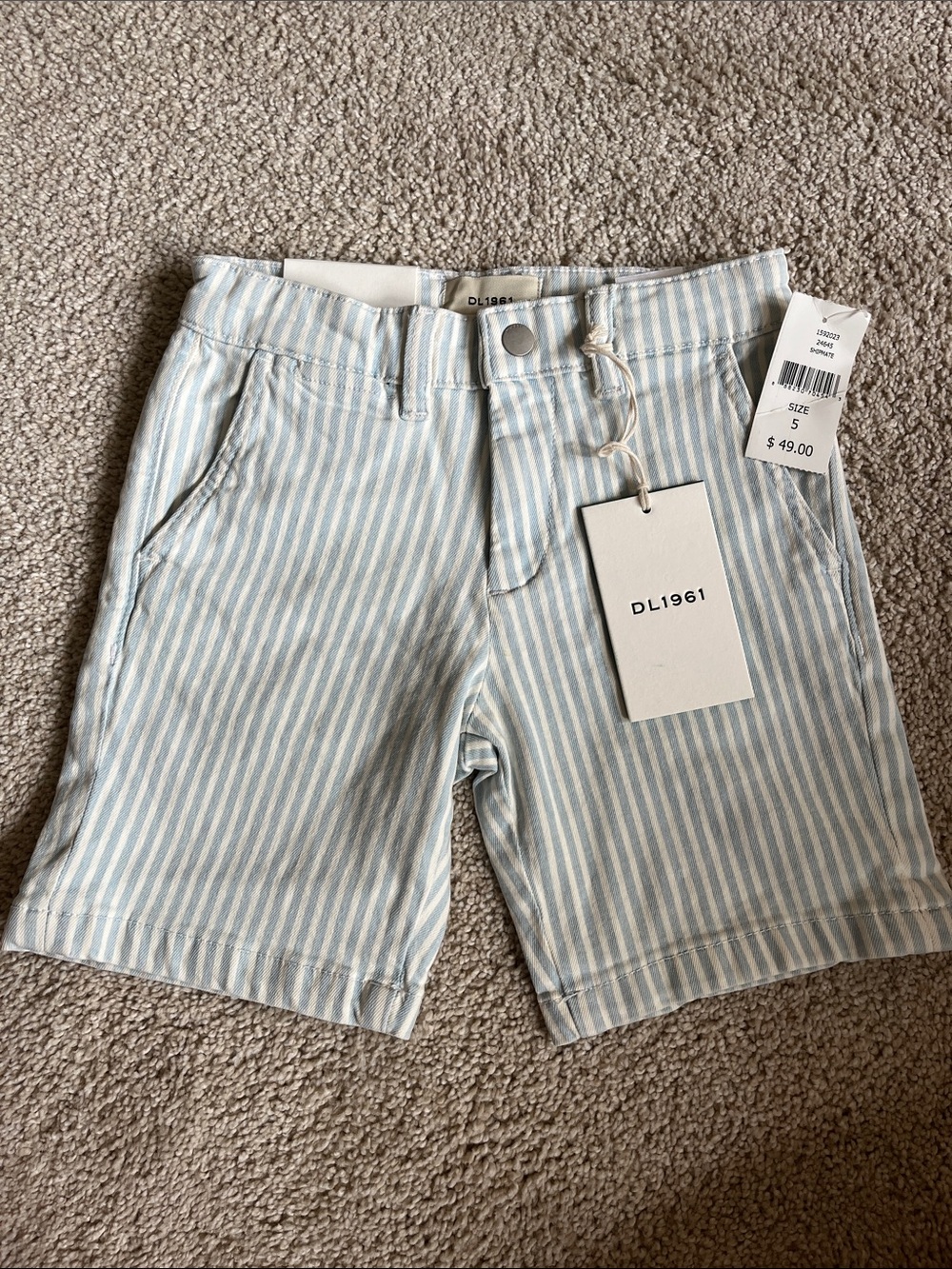 DL1961 Light Blue & White Striped Boy’s Jacob Chino Shorts